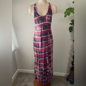 IMA Tie Dye Braided Strappy Long Maxi Dress Beach Summer Size Small
